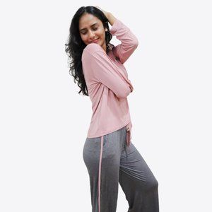 Modal Pajama Set NEW - Pink Top Gray Bottom